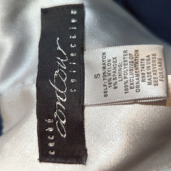 Vtg Cache Navy Blazer Trench Coat Belted office Siren Knit Old Money Sz S - Picture 8 of 9